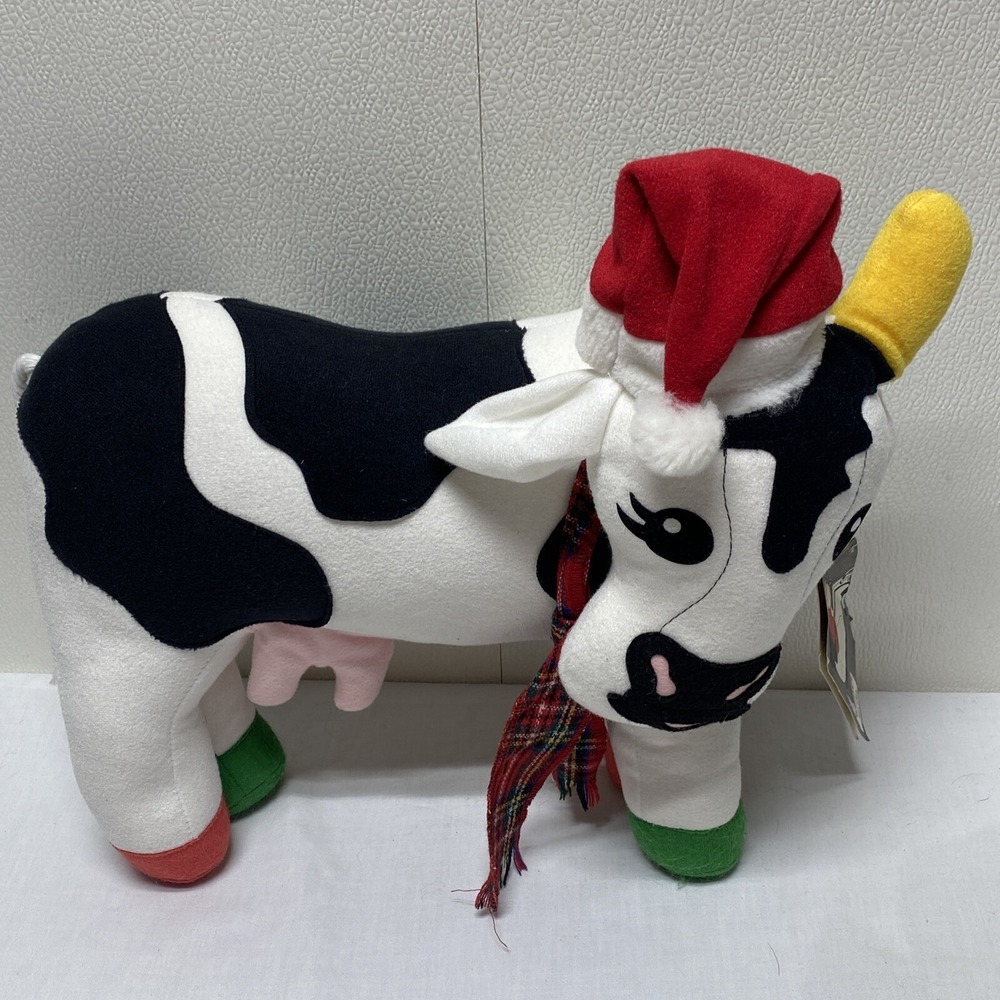 VTG 1987 Kohls Dept. Store Christy the Cow Plush Stuffed Animal Santa hat W/Tags